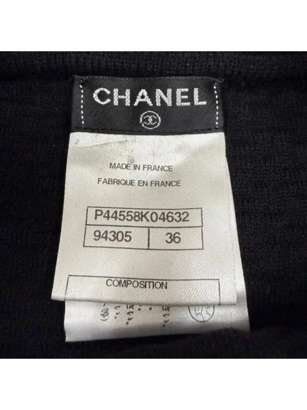Chanel Wool Here Button Boat Neck Knit Long Sleeve Dress Black 36
